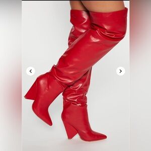 Red Knee-High Women's Boots Brand New Never Worn